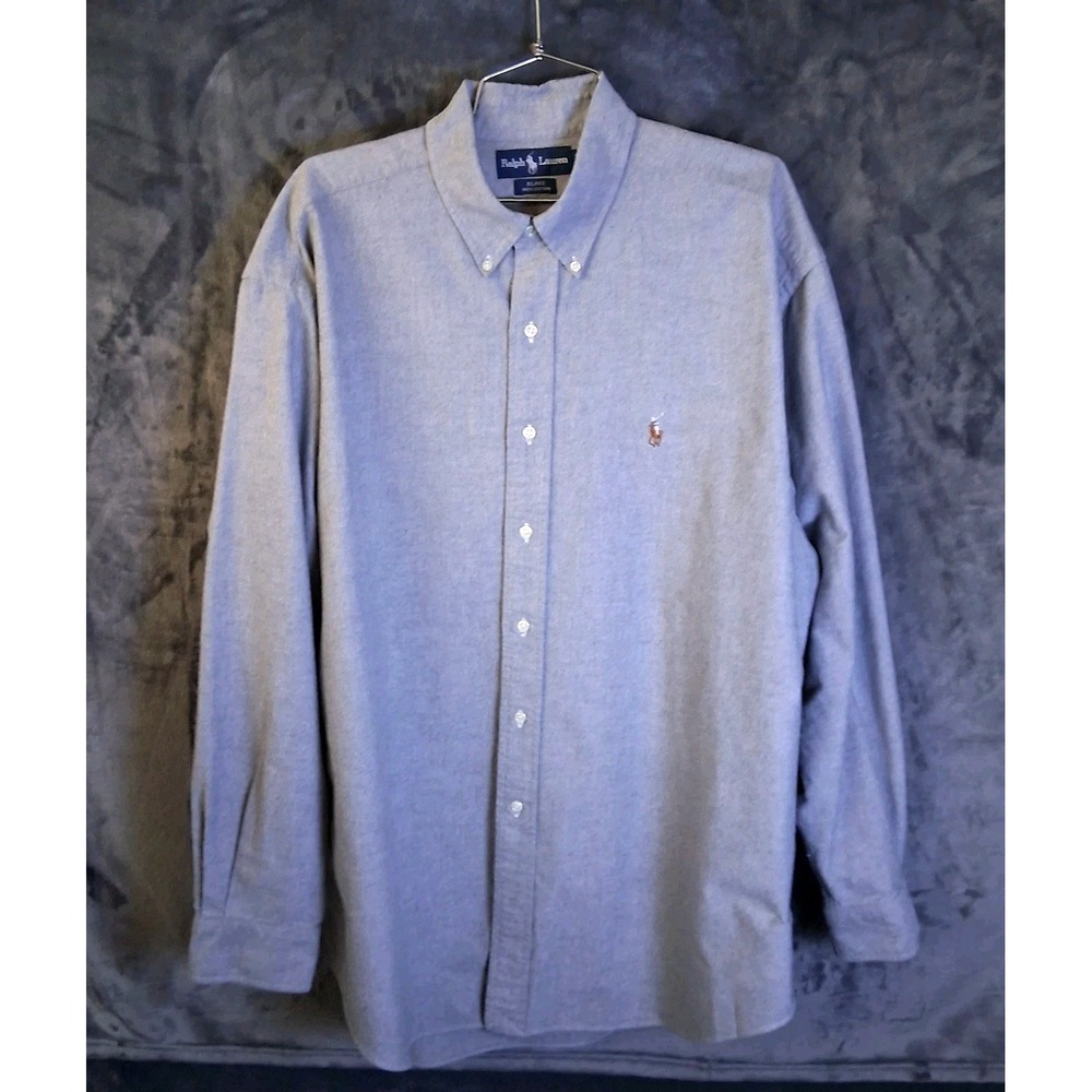 VTG Ralph Lauren Blake Men's XL Blue Solid Oxford Cotton Button-Down Shirt